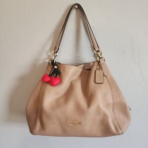 Coach Tan Leather Hallie Shoulder Bag